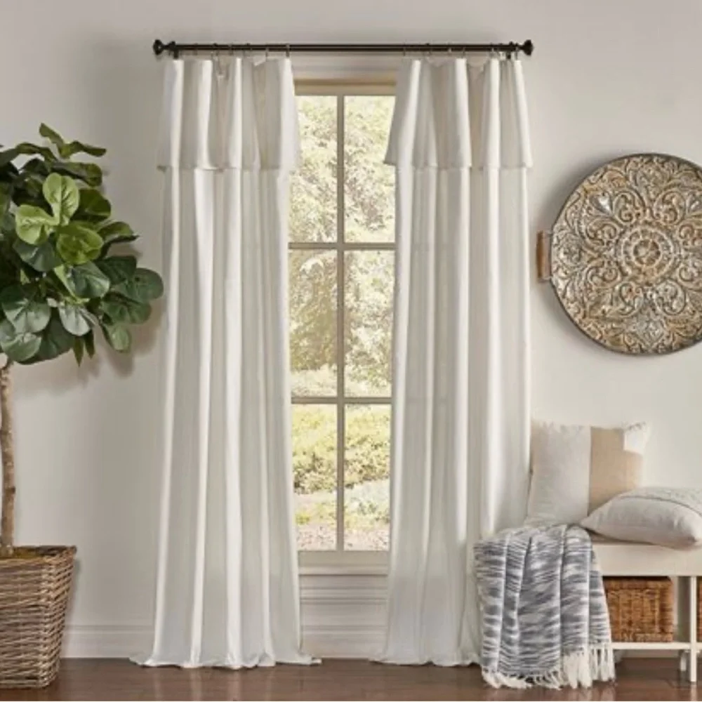 Mercantile Drop Cloth Light Filtering Ring Top Tab Farmhouse Curtain Panels